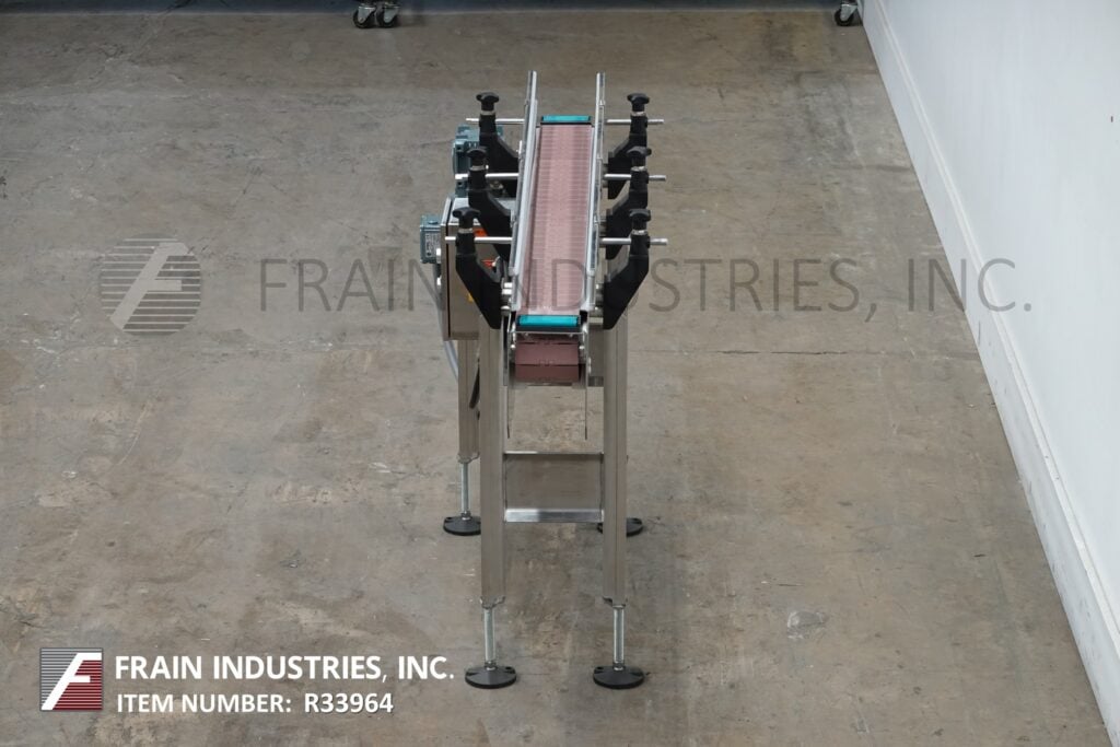 4-1/2" wide x 4.8' long, BMI / Benda, table top conveyor belt, mounted on 4 leg Stainless Steel frame - Image 4