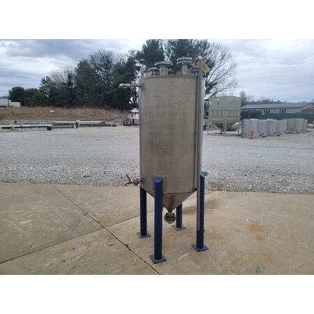 130 gallon Stainless Steel cone bottom tank, 30" diameter x 48" straight side - Image 3