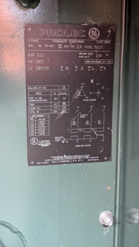 112.5 KVA 12470 Primary, 208/120 Secondary, Prolec FR3 - Image 7