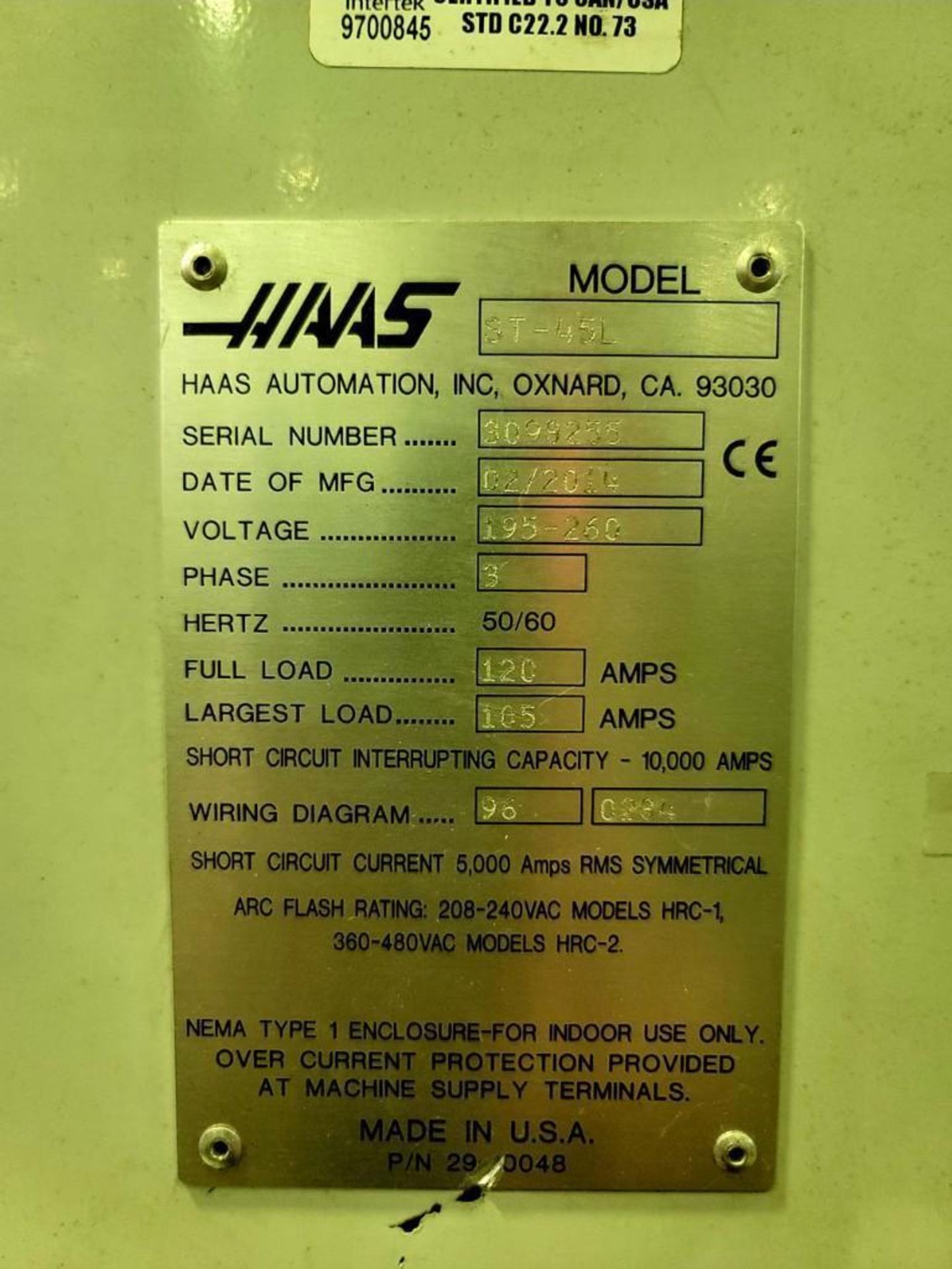 Haas #ST-45L, 20" chuck, 80" centers, 7" bore, steady rest, 2014 - Image 5