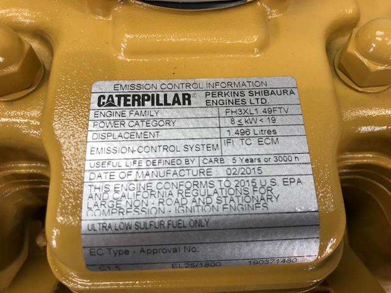 24 HP Caterpillar #C1.5, Engine Assembly, 3 cylinder mech turbo diesel engine, sound attenuated enclosure 4 - Image 3