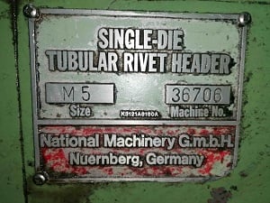 3/16" National #M5 High, Speed Single Die Tubular Rivet Header, 3/4" rivet, 1-3/16" cutoff, 300 PPM, Bushing - Image 7