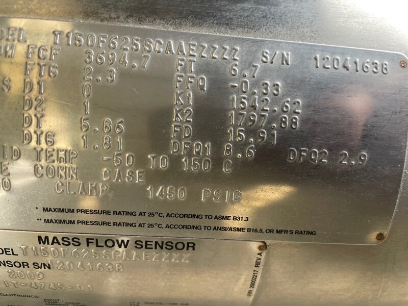 Micro Motion #T150F625SCAAEZZZZ, T150f Mass Flow Sensor Flow Meter, Tri-clamp Sanitary Fittings - Image 2
