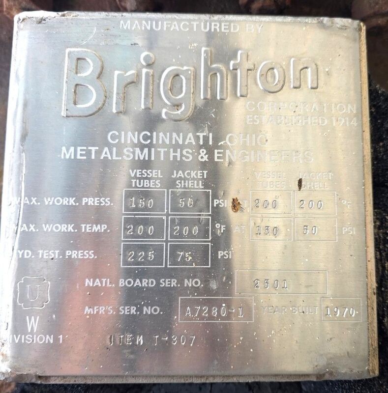 50 gallon Brighton, Stainless Steel Reactor, 150 PSI @ 200&deg;F, 50 PSI jacket, 50" dia. x 24" T/T - Image 3