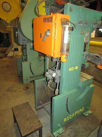 40 Ton, Rockford #40-W, OBI Single Crank Press, 3" stroke, 10-3/4" shut height, 7-1/8" throat, 26" x 14" bed - Image 1