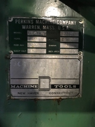 45 Ton, Perkins, Straight Side Double Crank Press, 2-1/2" adjustment, 10-1/4" shut height, 28" x 18" bed - Image 2