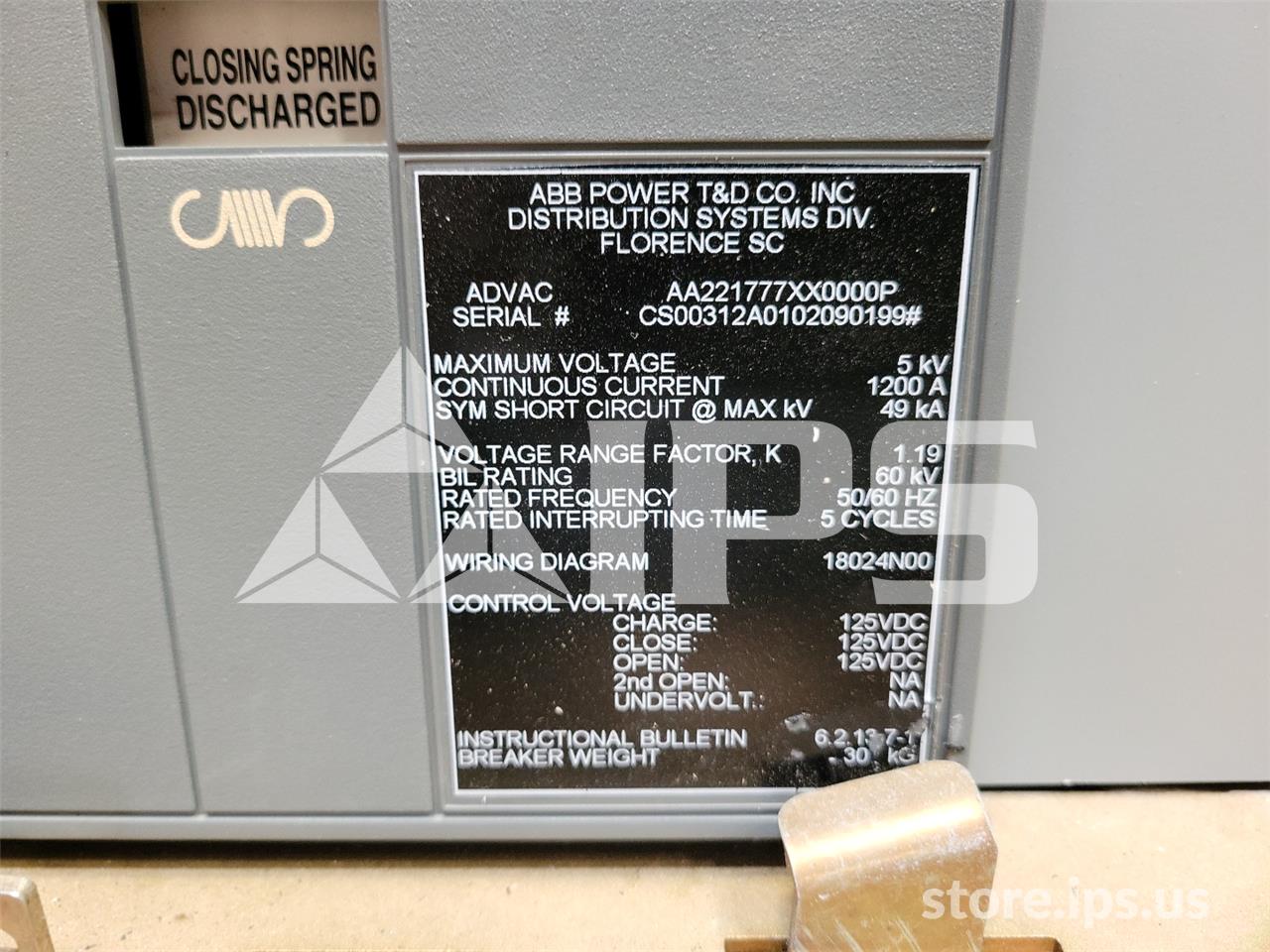1200 Amps ABB Advac Aa221777xx0000p Model 2 (advac Model 2) 125 Volts DC Control - Image 5