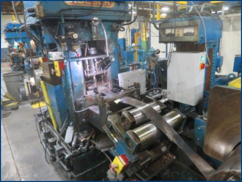 2.5" x 16" 3/4" x 8" Ruesch # N2421-B, 4 Hi Reversing Mill, mechanical adj., 400 FPM line speed, Mandrel - Image 5