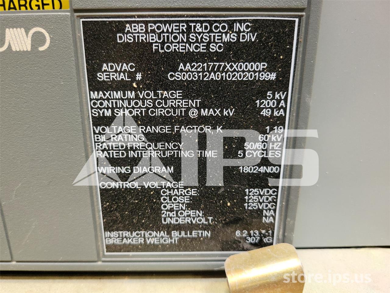 1200 Amps ABB Advac Aa221777xx0000p Model 2 (advac Model 2) 125 Volts DC Control - Image 5