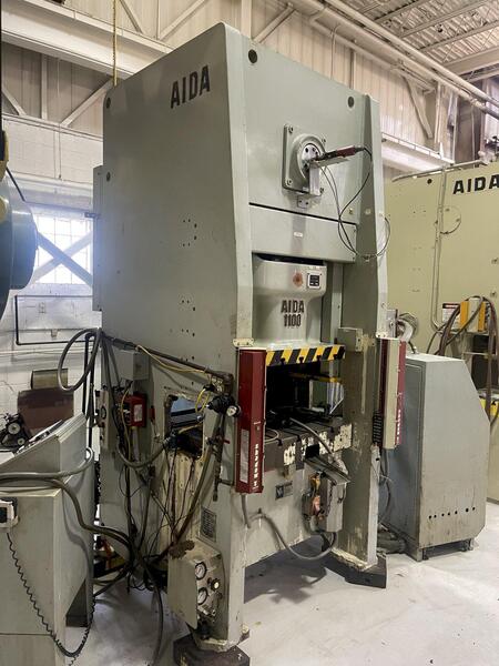 121 Ton, Aida #NS1-1100, single point eccentric geared straight side press, 4.3" stroke, 2001 - Image 2