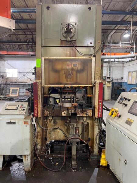 121 Ton, Aida #NS1-1100, single point eccentric geared straight side press, 4.3" stroke, 2001 - Image 5