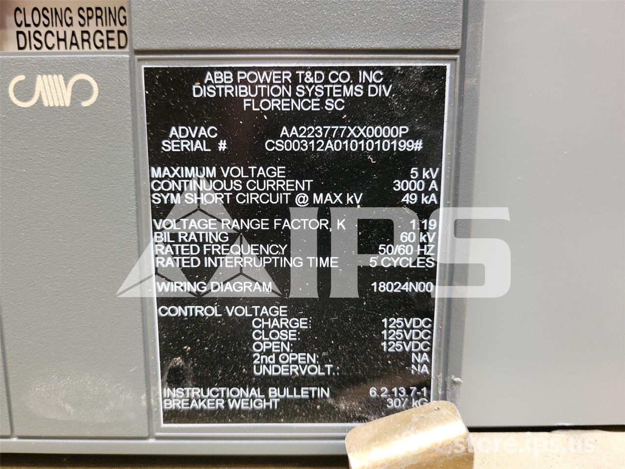 3000 Amps ABB Advac Aa223777xx0000p Model 2 (advac Model 2) 125 Volts DC Control - Image 5