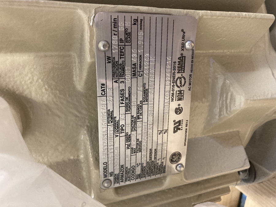40 HP 1800 RPM General Electric, Frame L324TP16, VHS, vertical hollow shaft, new, 230/460 Volts - Image 1