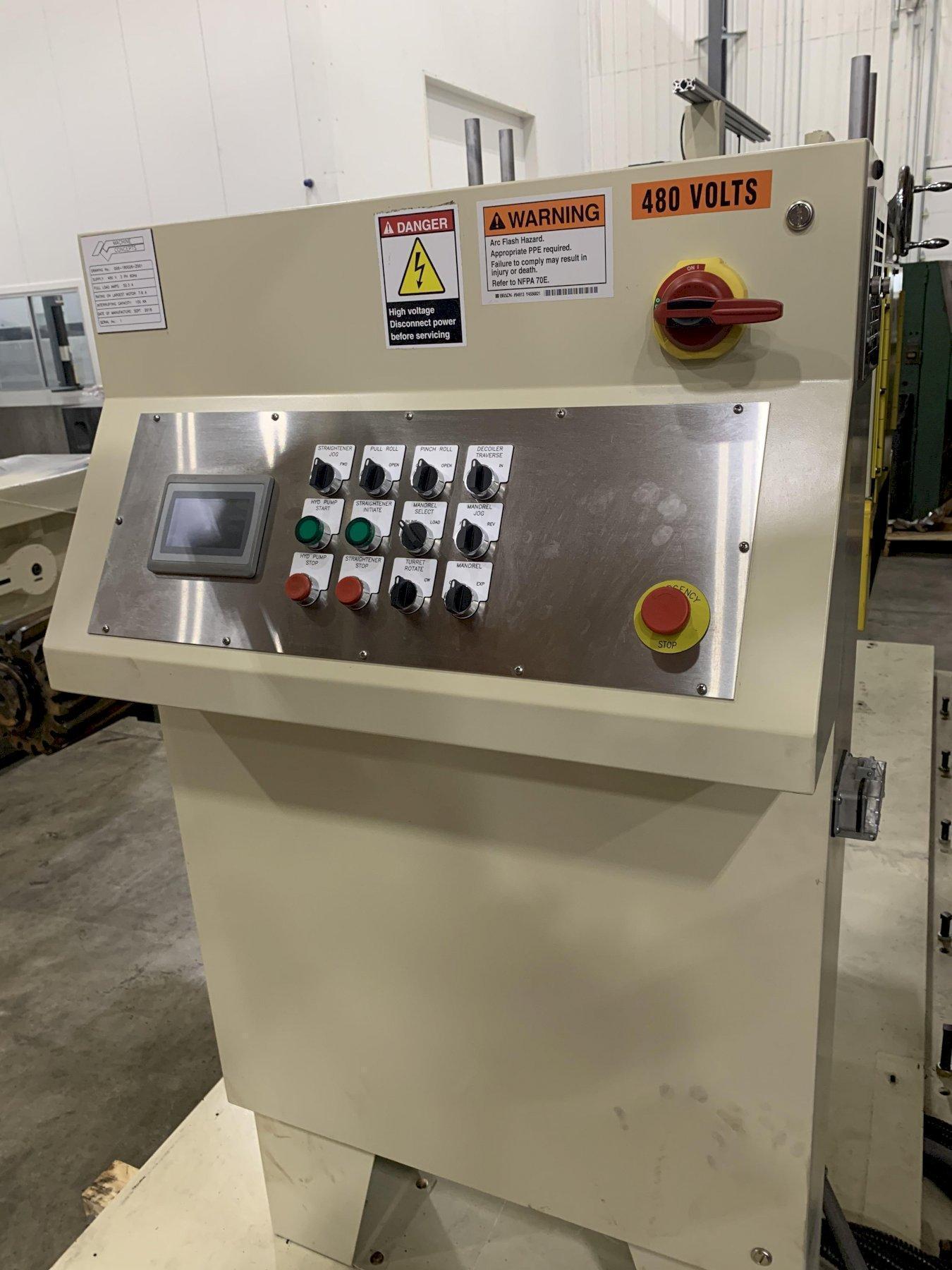 Machine Concepts #L2 14"/ DM10-14", Precision Straightener with Double Arm Decoiler, 14" width, .035" max - Image 4