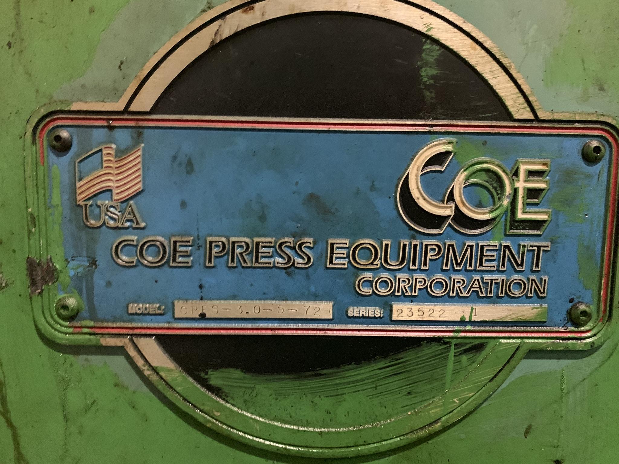 72" x .08" Coe Press Equipment #CPFS-305-72, Servo Roll Feed Straightener Combination Press Feed, 5" feed - Image 3