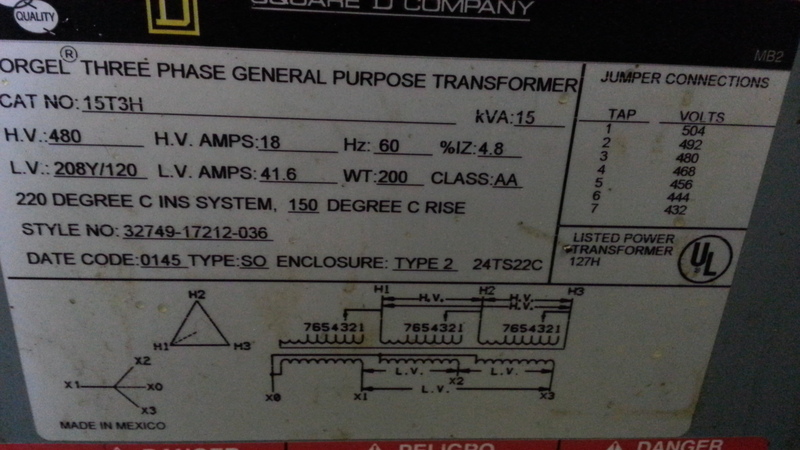 15 KVA Square D, 3 Phase Transformer, S/N 15T3H - Image 2