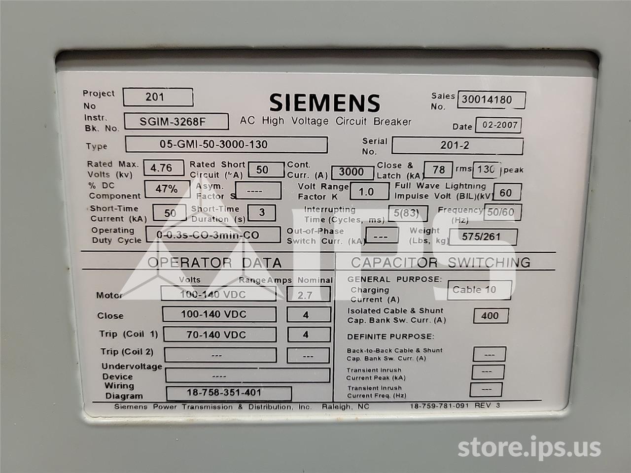 3000 Amps Sa 5-gmi-50 (5gmi 50) 125 Volts DC Control - Image 5