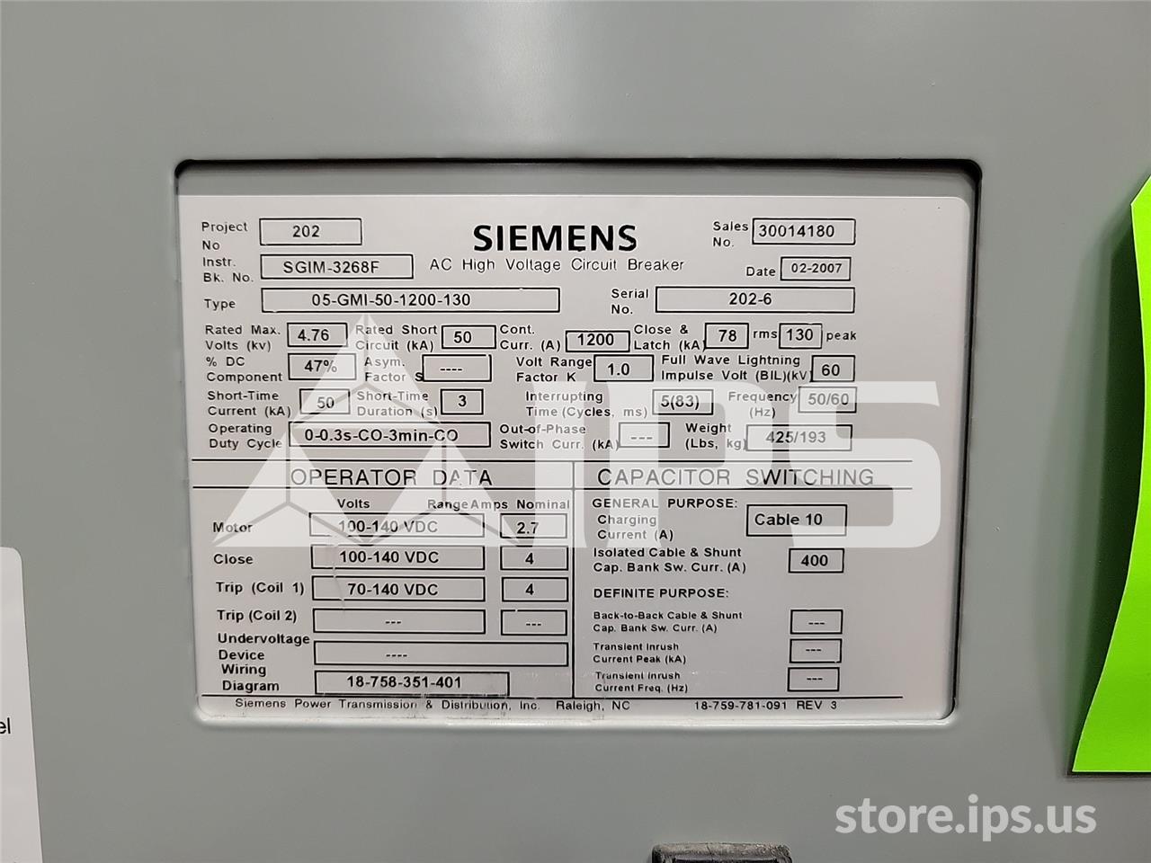 1200 Amps Sa 5-gmi-50 (5gmi 50) 125 Volts DC Control - Image 5