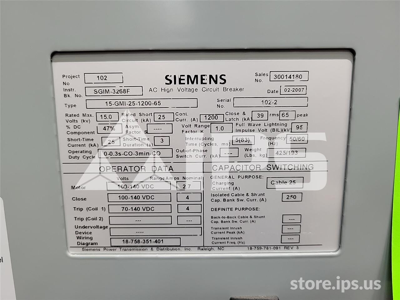 1200 Amps Sa 15-gmi-25 (15gmi 25) 125 Volts DC Control - Image 5