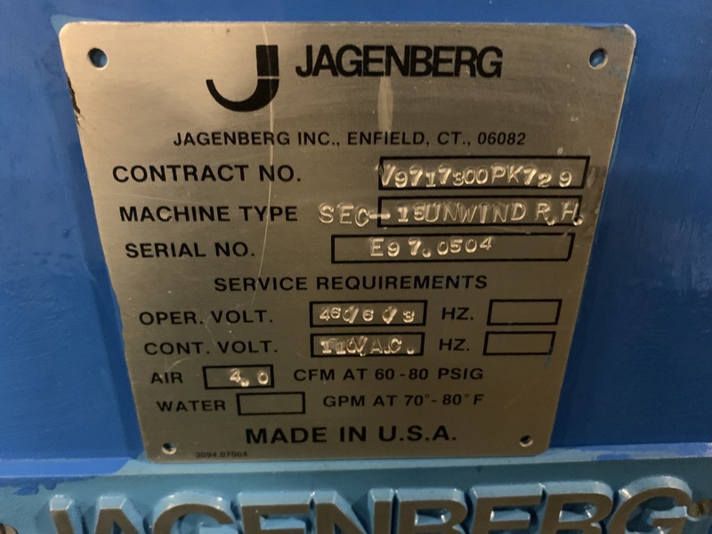 Jagenberg #SE-15, 87" shaftless floor pick up unwind stand, 60" OD, edge quide, 1998 - Image 8