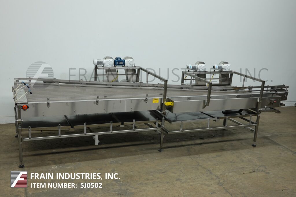 4-1/2" wide x 9' long, Sentry Equipment, Stainless Steel pressureless table top combiner conveyor - Image 1