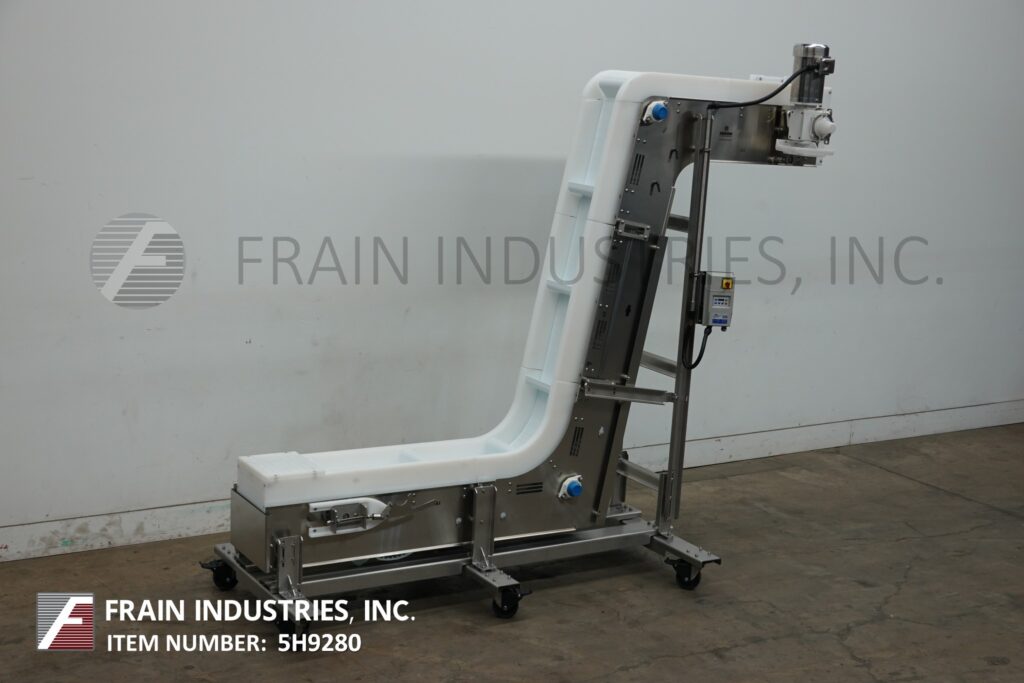 10" wide, Nercon, Z-style Stainless Steel incline/cleated conveyor, mounted on heavy duty Stainless Steel - Image 1