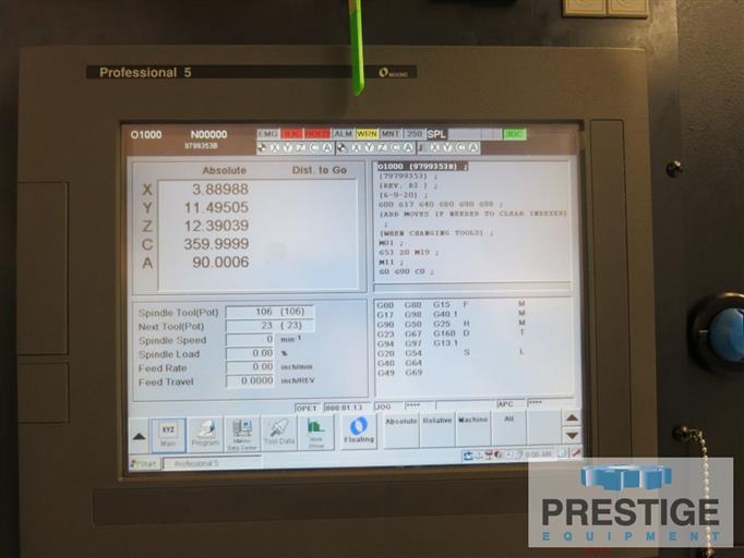 Makino #D500, 5-Axis, 21.6" X, 39.3" Y, A & C Axis, Makino Pro 5,113 automatic tool changer, Probing, coolant - Image 7
