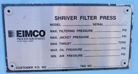 48" Eimco Shriver, 48" x 48" Filter Press with 32 plates - Image 5