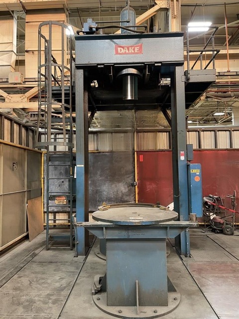 200 Ton, Dake #19-525, H-frame trvling head hydraulic straightening press, 40" stroke, 10.8' daylight, 78" - Image 1