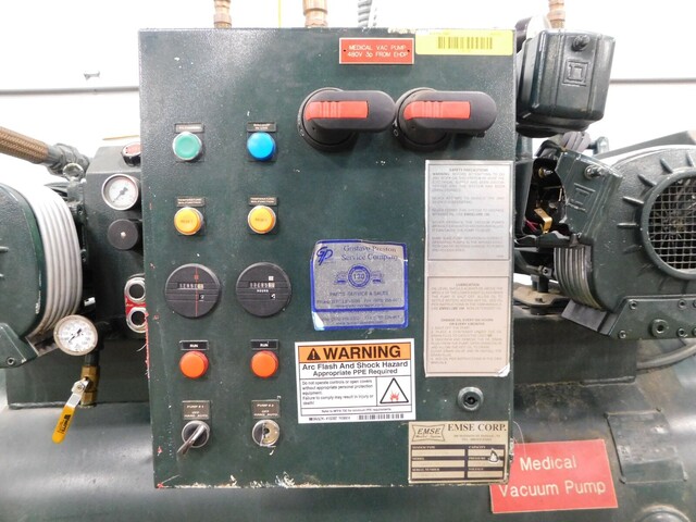 23 scfm Emse #1DRB5T120, medical duplex vacuum pump compressor, 10 HP, 460 V. - Image 4