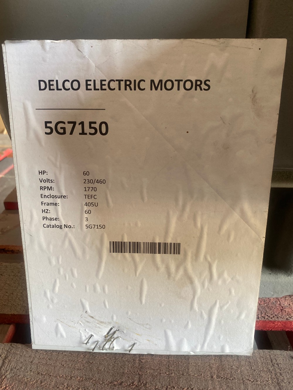 60 HP 1770 RPM Delco, Frame 405U, TEFC, 230/460 Volts - Image 5