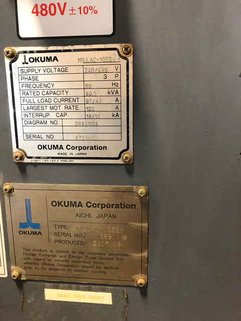 Okuma #Millac-1052V, OSP-P200M, 80.7" X, 41.7" Y, 31.5" Z, 6000 RPM, coolant thru spindle, 36 automatic tool - Image 5