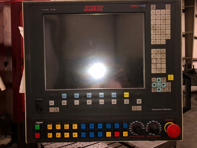 Fryer #VB-60, bed mill, Siemens Touch 2100 CNC, box-way, 30" x 60", 25 HP, 10000 RPM, 2-speed gear box, Cat - Image 8
