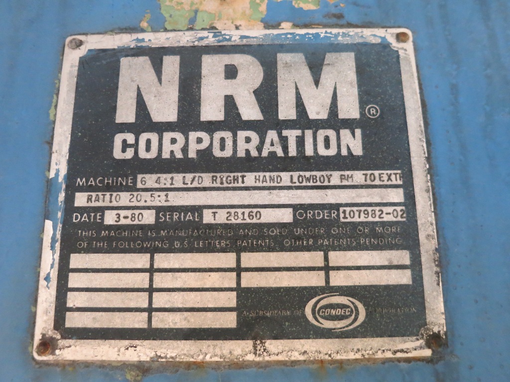 6" NRM, hot feed rubber extruder, 20.5:1 G/B ratio, 100 HP DC, 500 V., 1980 - Image 5