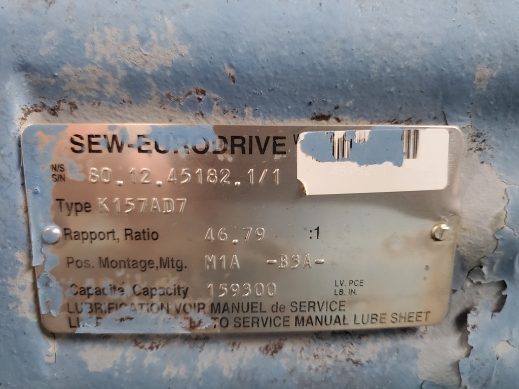 90 HP @ 1750 RPM input, SEW Eurodrive #K157AD7, gearbox reducer, 46.79:1 ratio - Image 3
