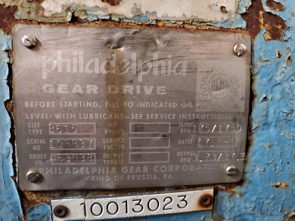 150 HP @ 1750 RPM input, 37 RPM output, Philadelphia gearbox reducer, 47.10 :1 ratio - Image 3