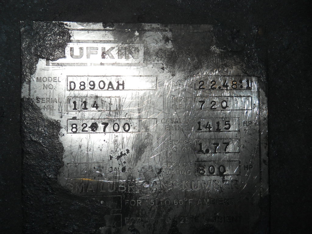1000 HP @ 900 RPM, Lufkin #D890AH, double reduction horiz parallel shaft, 22.48:1 ratio - Image 1