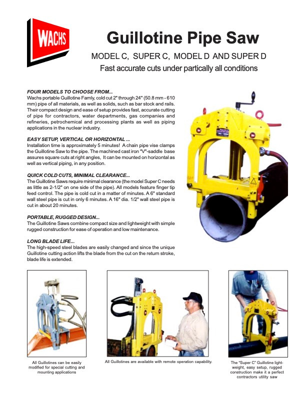 2" - 8" E H Wachs #C, Guillotine Pipe Saw, Electric- Type C- with case - Image 6
