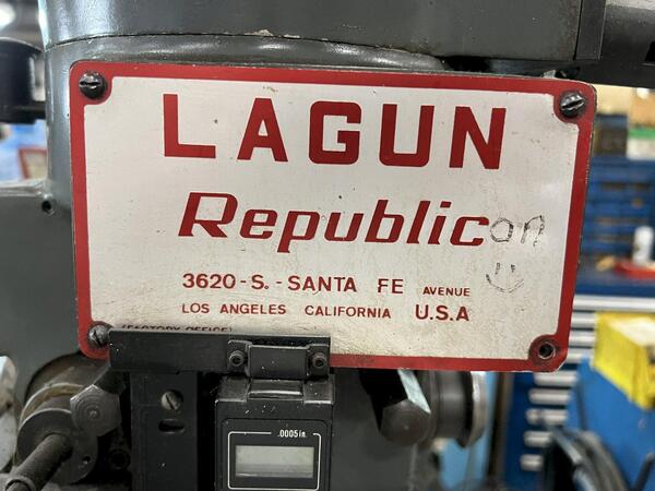 Lagun #FT-2, vertical mill, 9" x42" table, 2 HP, power feed, step pully head, 1978 - Image 2