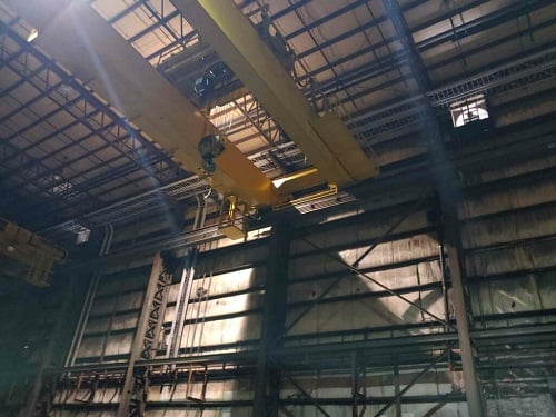 75 Ton, Virginia, double girder overhead bridge crane, 122' span, 50' lift, radio Control, 1999 - Image 2