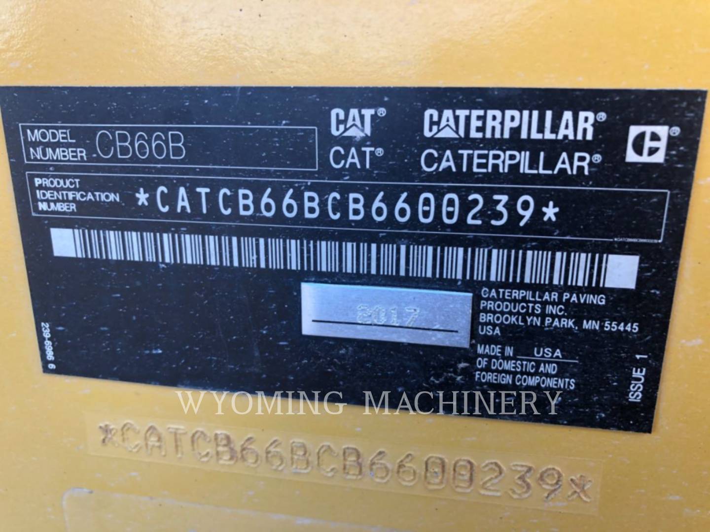 Caterpillar CB66B, Compactor, 2377 hours, S/N: B6600239, 2017 - Image 6