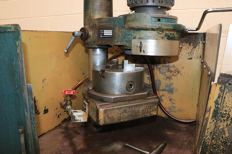 Amada #TEG-160E, punch & die grinder, 6.5" chk, 3-jaw, coolant, 7" wheel, 1.25" hole, stand, 1988 - Image 2