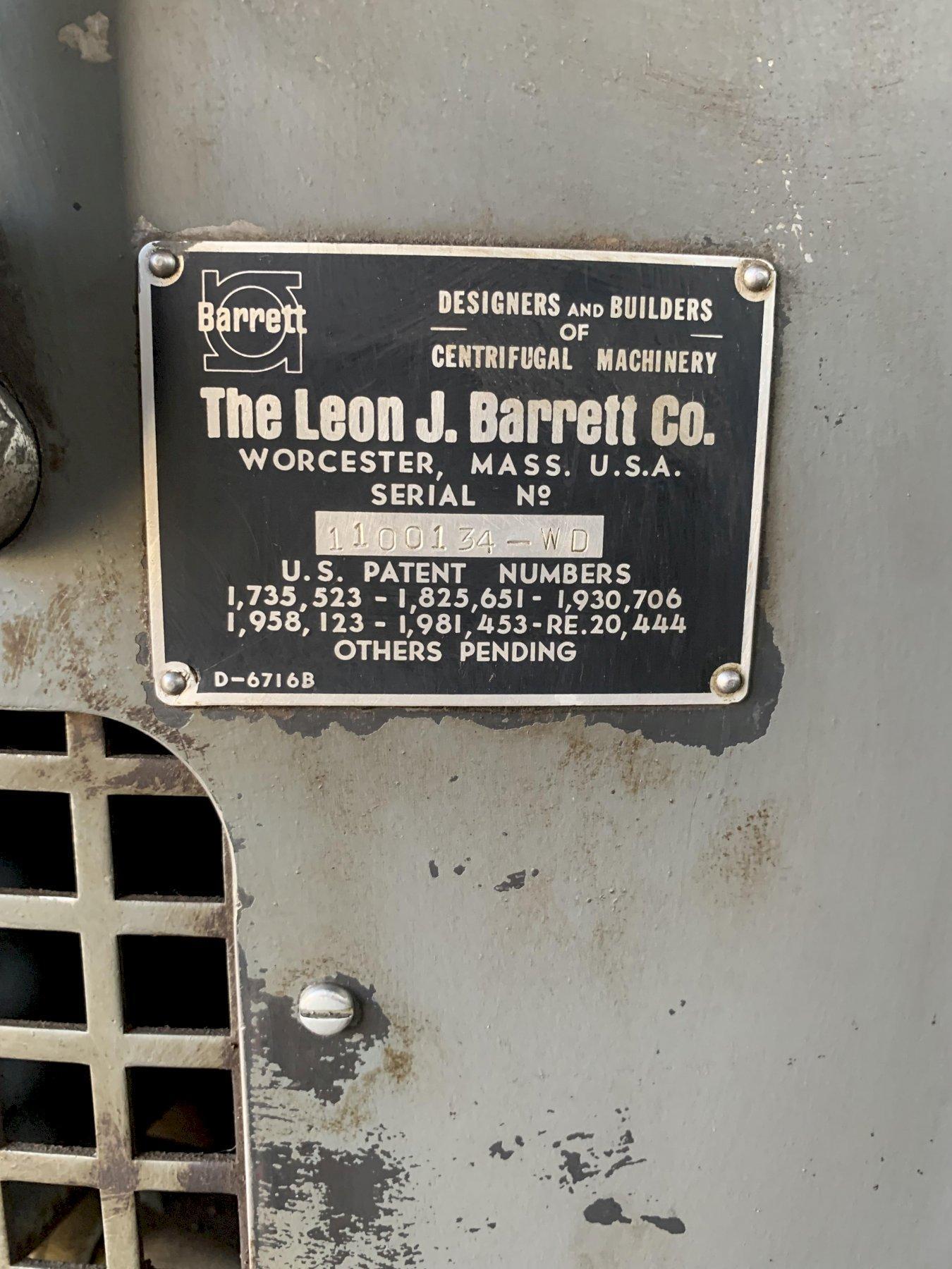 Barrett #1100E, centrifuge, 30" pan diameter, 14" pan depth, 4.5 cu.ft. pan capacity, 10 HP - Image 4