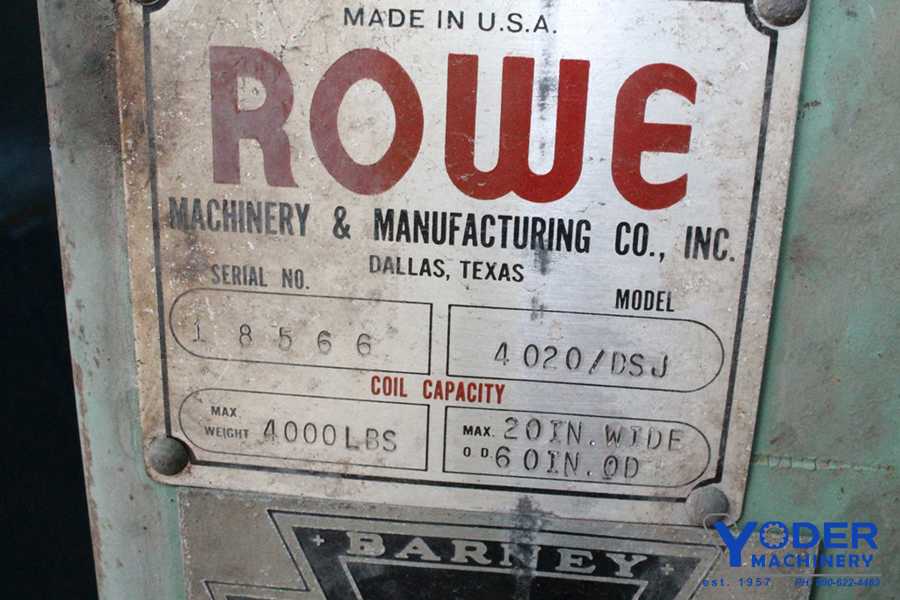 4000 lb. Rowe #4020/DSJ, motorized coil reel, 28" width, 18"-22" ID, 60" outside dimensions, 3 HP, #59930 - Image 4