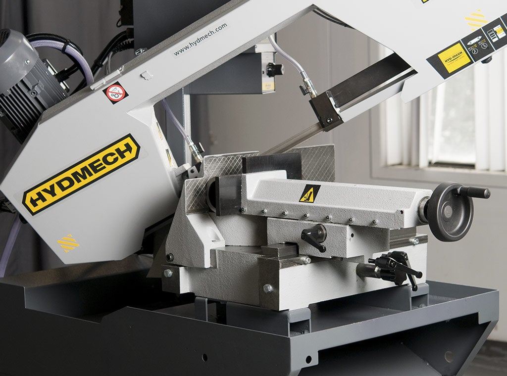 8.66" x 11" Hyd-Mech #DM-10, 1" x 9' 8" band, 2/2.4 HP, mist lube, pneumatic vise, foot pedal, coolant system - Image 3