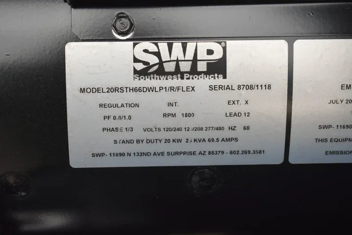 20 KW SWP #GS25, diesel, sound attenuated enclosure, on trailer, 240/208/480 Volts, 68 hours, 2018, on rent - Image 6