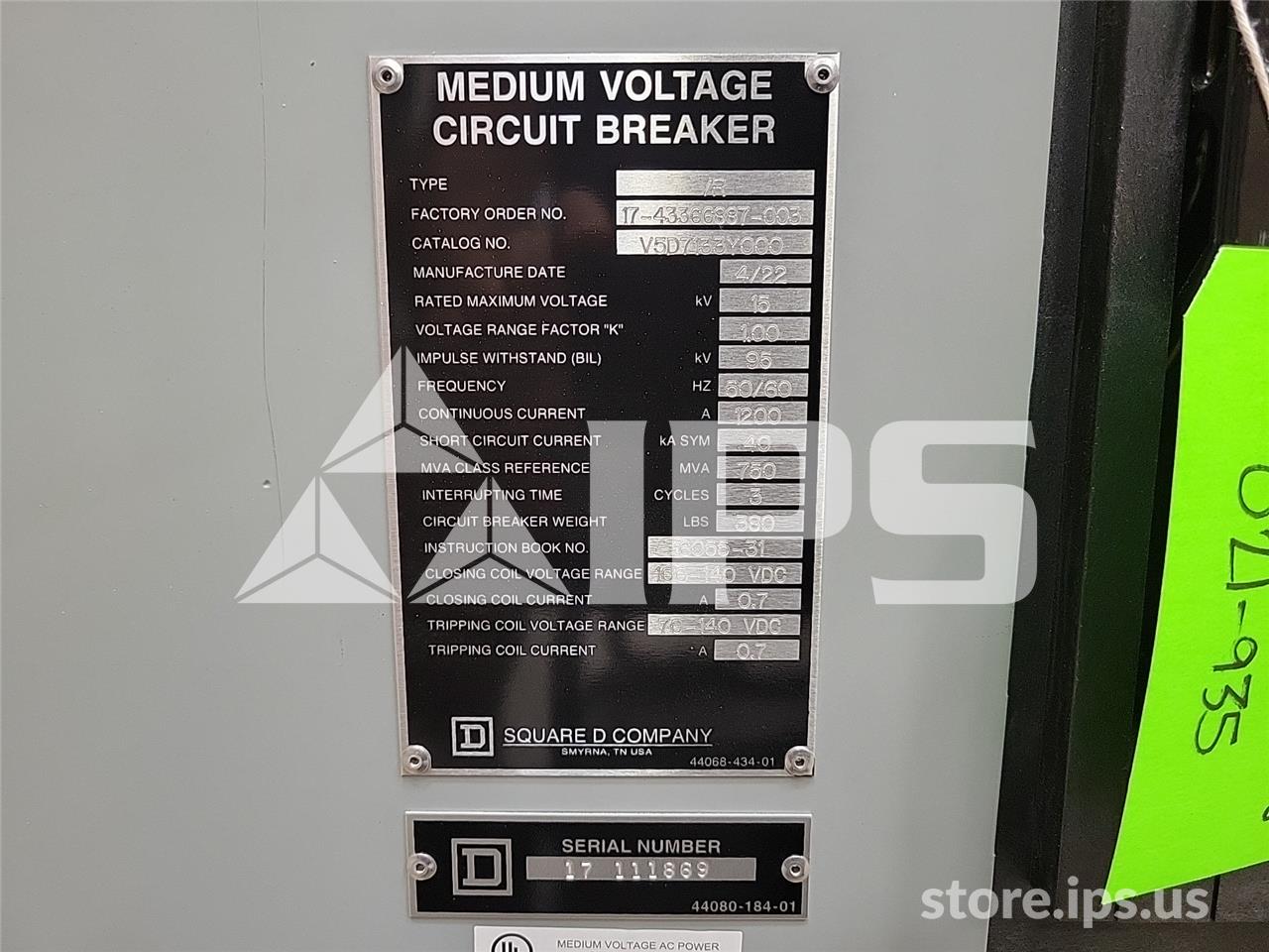1200 Amps Square D Vad-5 Vr V5d7133y000 15 KV 750mv Amps 125 Volts DC Control - Image 5