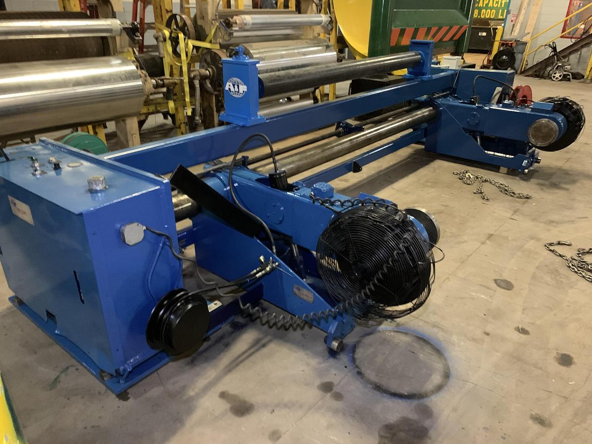 A & F #RS-60, 105" wide x 72" dia. shaftless floor pickup unwind stand, rebuilt 2013 - Image 1
