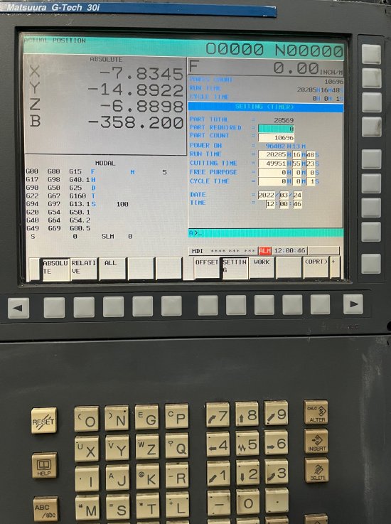 Matsuura #H.Plus-630, 4-Axis, G-Tech 30i, 41" X, 36" Y, 38" Z, 12000 RPM, 120 automatic tool changer, Cat - Image 9