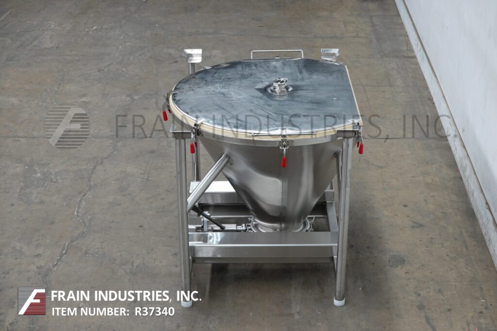 Custom Powder Systems, 336 liter 316 Stainless Steel tote/bin, 46" ID x 30" deep vessel, mounted on heavy - Image 3
